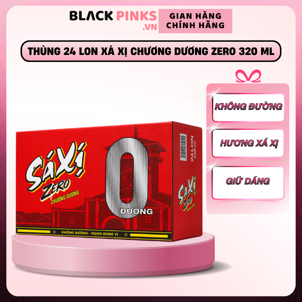 Thùng 24 lon nước giải khát xá xị Chương Dương Zero 320ml