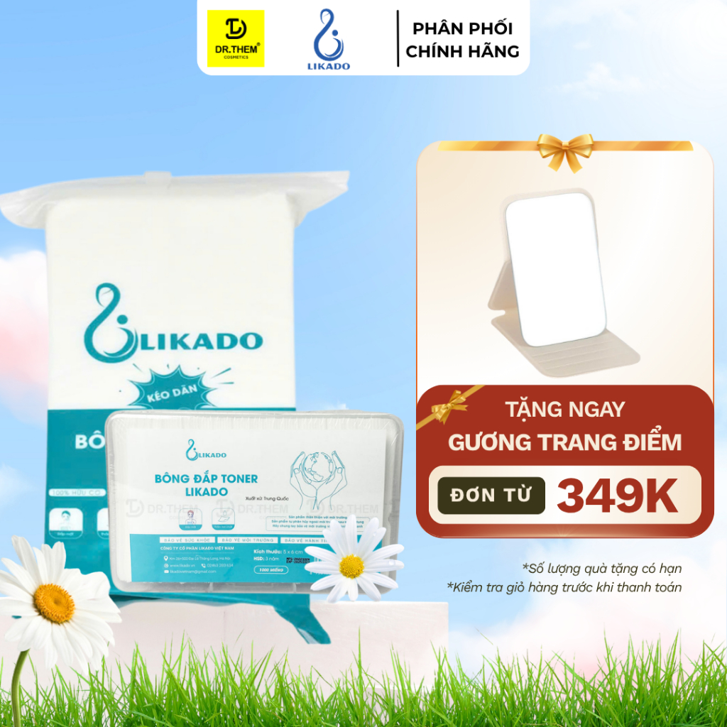Bông Đắp Toner Likado Lotion Mask 1000 Miếng Cotton Mềm (1 Hộp)- Dr Thêm