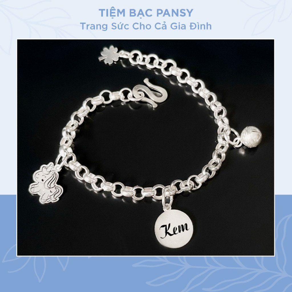 Lắc bạc ta cho bé khắc tên có con giáp theo yêu cầu - Lắc mo TIỆM BẠC PANSY