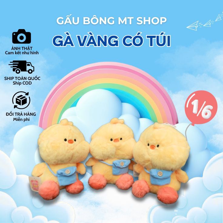 Gấu Bông Gà Vàng 30cm - Thú Nhồi Bông Gà Lông Mịn Cao Cấp - Xưởng Gấu Bông MT