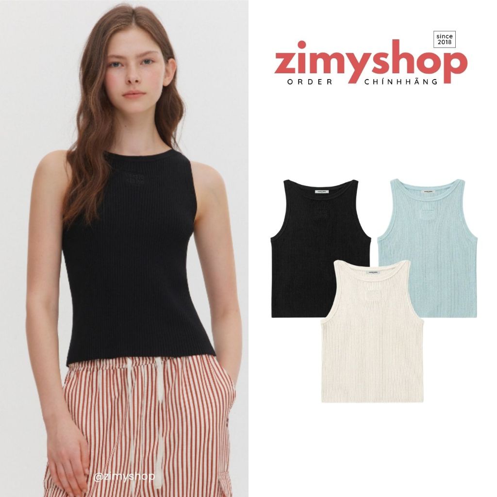CHÍNH HÃNG ÁO LEN HÈ BOAT NECK RIBBED SLEEVELESS KNIT MARIE CLAIRE HÀN QUỐC