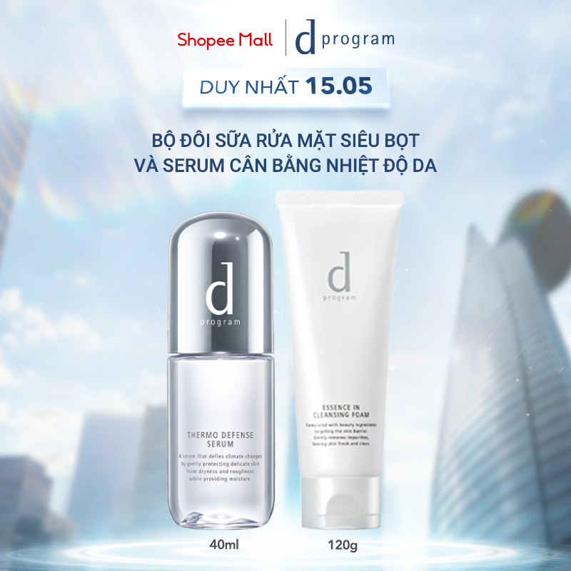 Bộ đôi sữa rửa mặt siêu bọt d Program Cleansing Foam và serum cân bằng nhiệt độ da d Program Thermo 