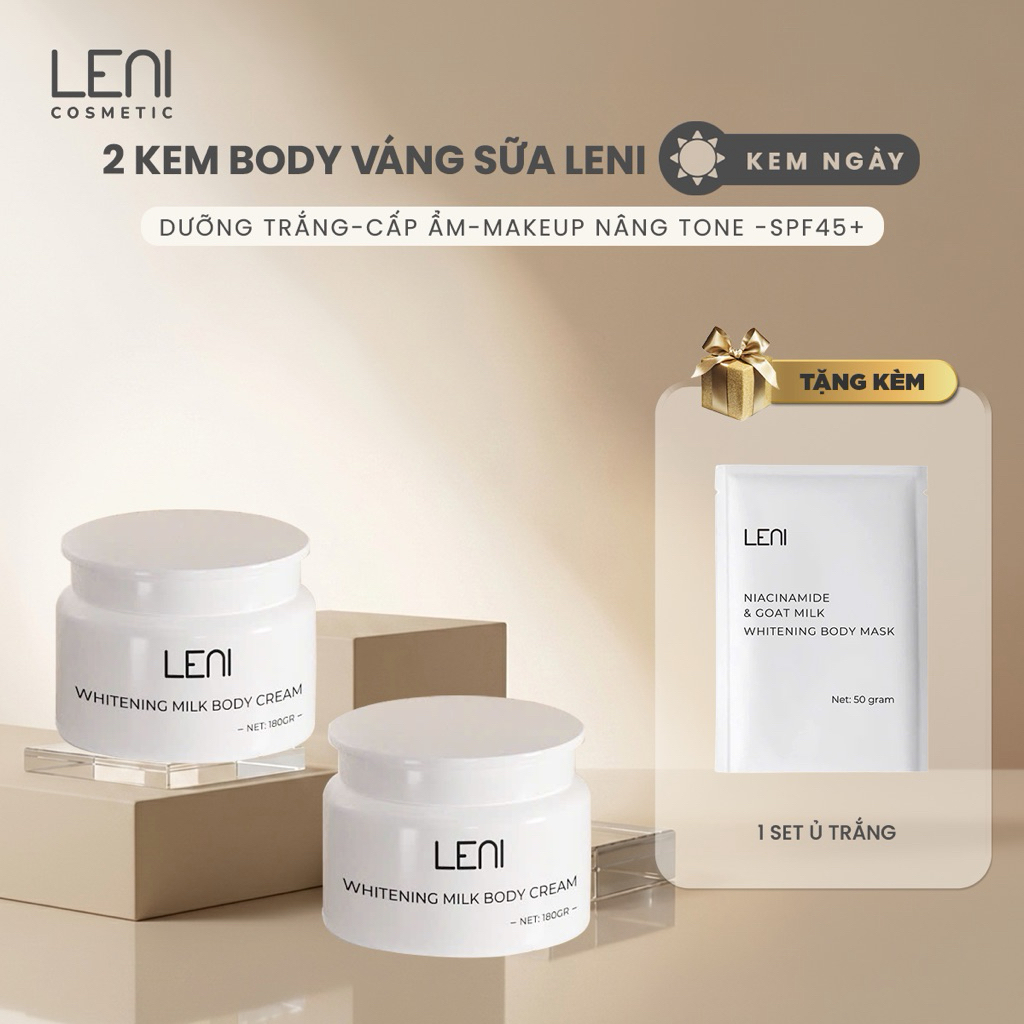 (KEM LENI CHÍNH HÃNG)(TẶNG KÈM 1 Ủ trắng ) COMBO 2 KEM BODY VÁNG SỮA LENI dưỡng trắng da body