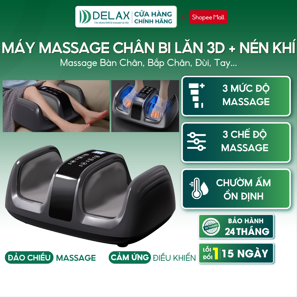 Máy Massage Chân DELAX Massage Bấm Huyệt 3D Kết Hợp Ép Bóp, Sưởi Ấm Chân Thư Giãn Và Cải Thiện Đau N