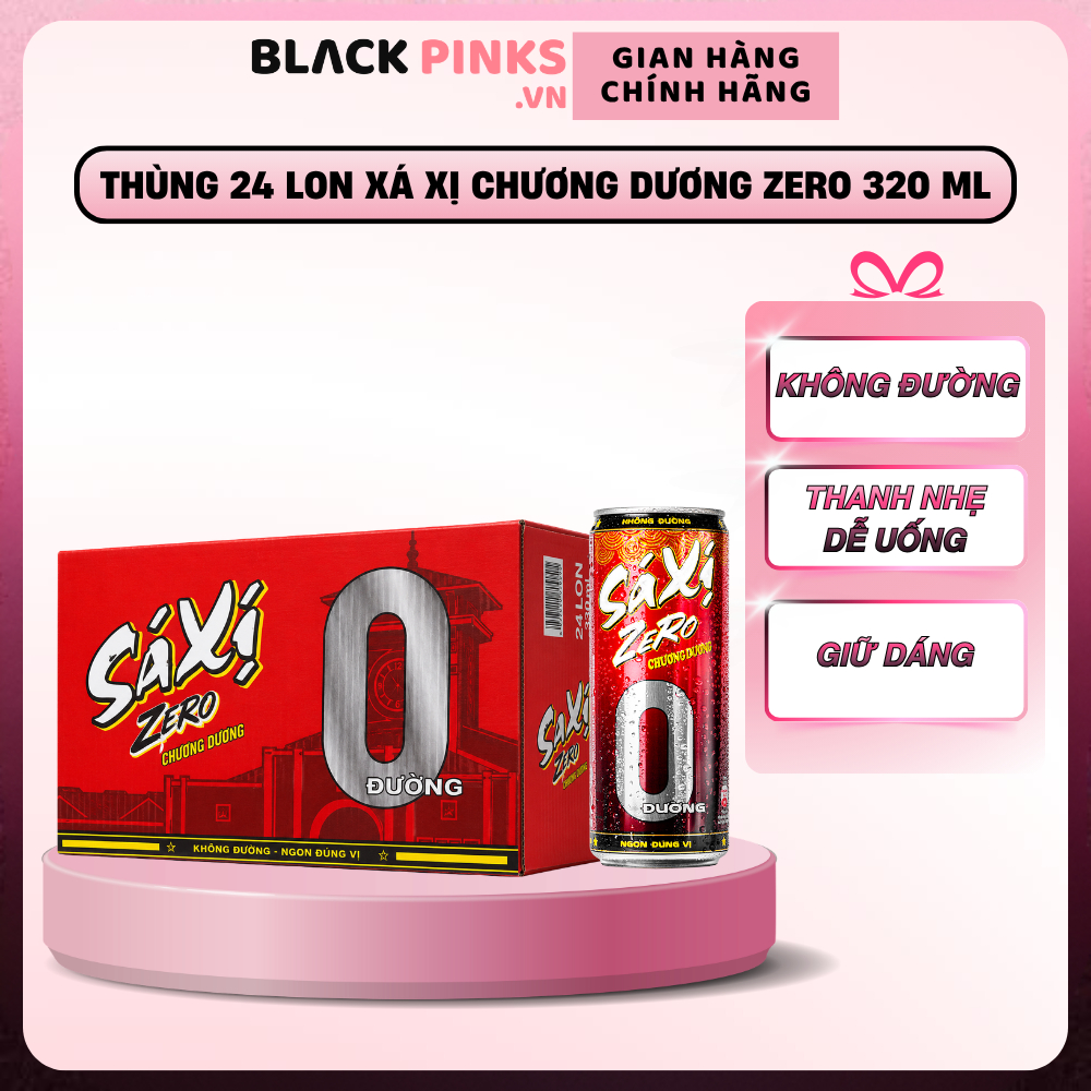 Thùng 24 lon nước ngọt hương xá xị Chương Dương Zero 320ml