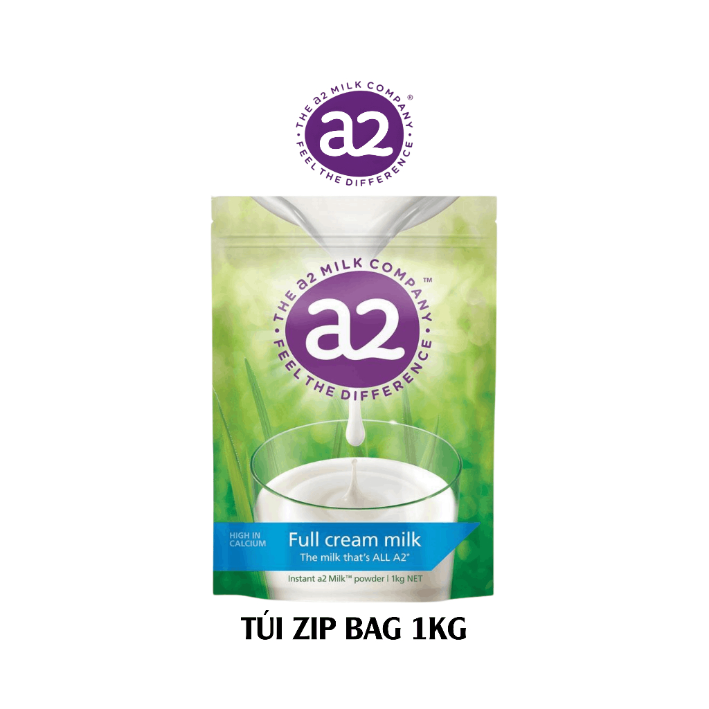 Sữa bò nguyên kem dạng bột The a2 Milk Company Full Cream Milk Đạm A2 từ bò sữa thuần chủng  - Túi 1