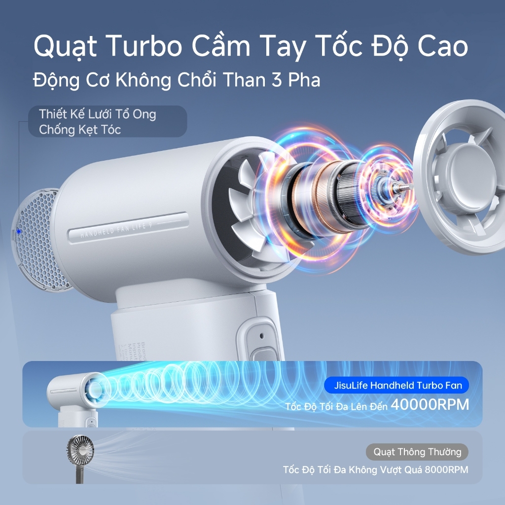 Quạt cầm tay JisuLife 9 mini gió mạnh pin lâu nhẹ gọn thiết kế thời trang dùng văn phòng, du lịch ngoài trời | BigBuy360 - bigbuy360.vn