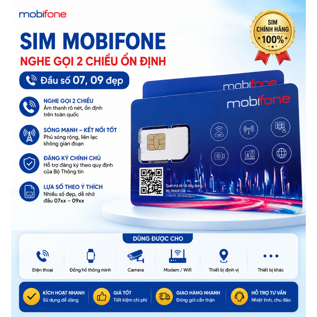 Sim Mobifone Nghe Gọi 2 Chiều Ổn Định – Đầu Số 09, 07 Đẹp