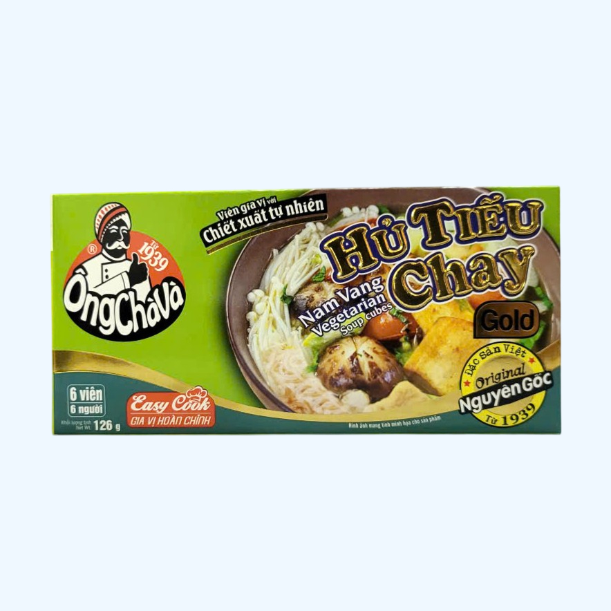 Hộp HỦ TIẾU CHAY 126g -- VIÊN GIA VỊ HỦ TIẾU CHAY ÔNG CHÀ VÀ Nam Vang Vegetarian Soup Cubes