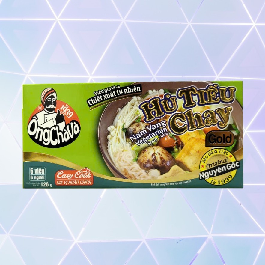 (Hộp HỦ TIẾU CHAY 126g) VIÊN GIA VỊ HỦ TIẾU CHAY ÔNG CHÀ VÀ Nam Vang Vegetarian Soup Cubes