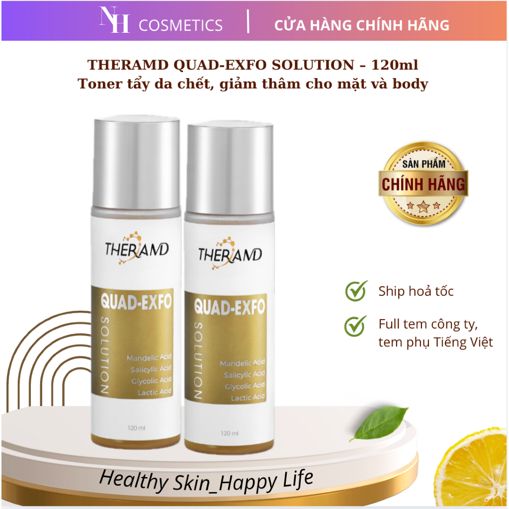 [TEM CTY] Toner Tẩy Da Chết AHA & BHA & Tranexamic TheraMD Quad-Exfo Solution Sáng Da Giảm Thâm