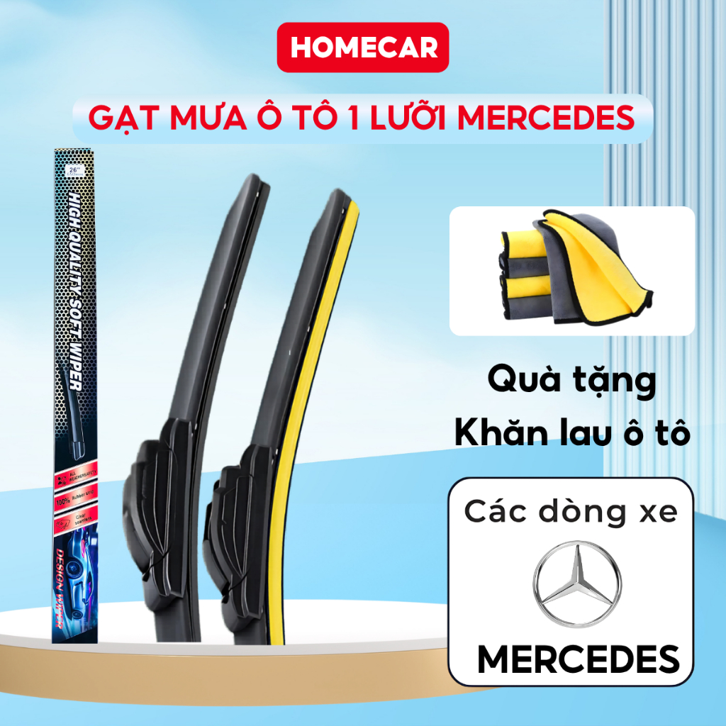 Gạt Mưa Mercedes Chính Hãng 1 Lưỡi Chống Gỉ Gạt Sạch Không Để Vệt Theo Xe Mercedes C200 C300 GLC300