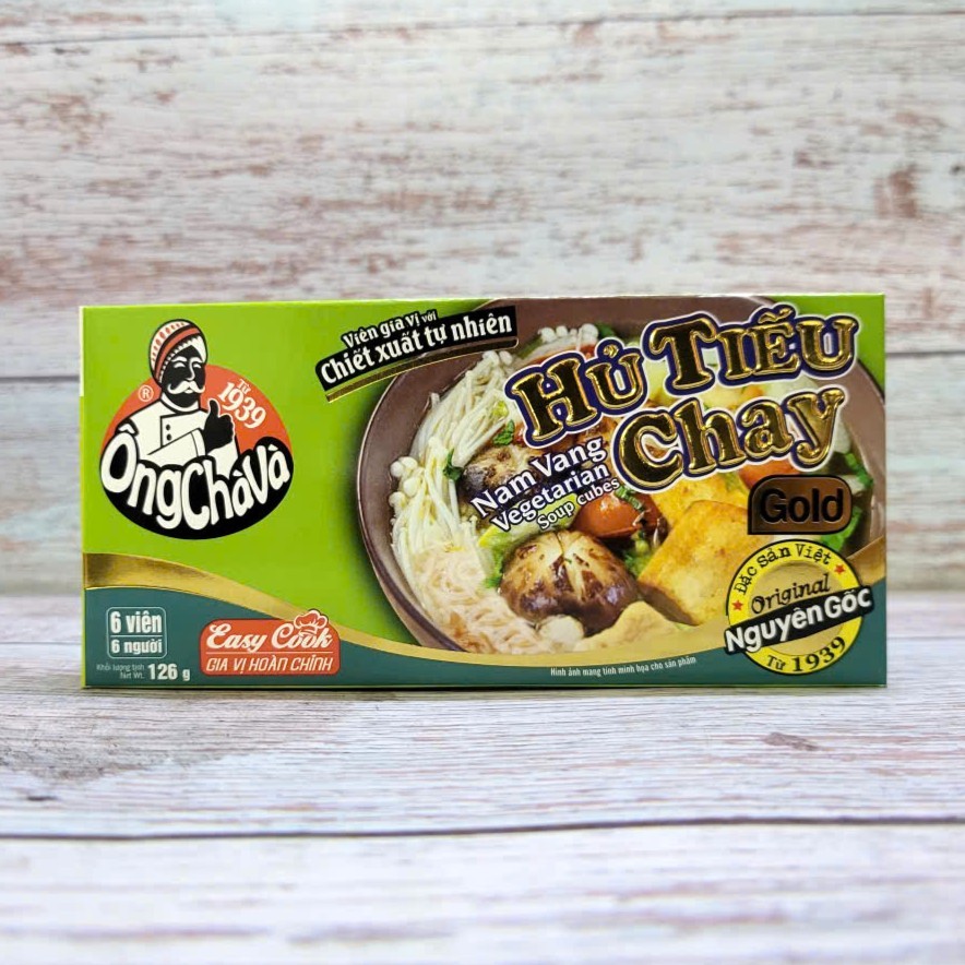 Hộp HỦ TIẾU CHAY 126g ++ VIÊN GIA VỊ HỦ TIẾU CHAY ÔNG CHÀ VÀ Nam Vang Vegetarian Soup Cubes