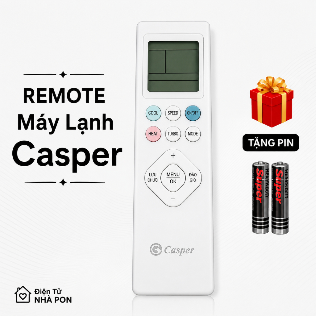 Điều khiển điều hòa CASPER Mã 01 hàng theo máy, remote máy lạnh CASPER 09IS35