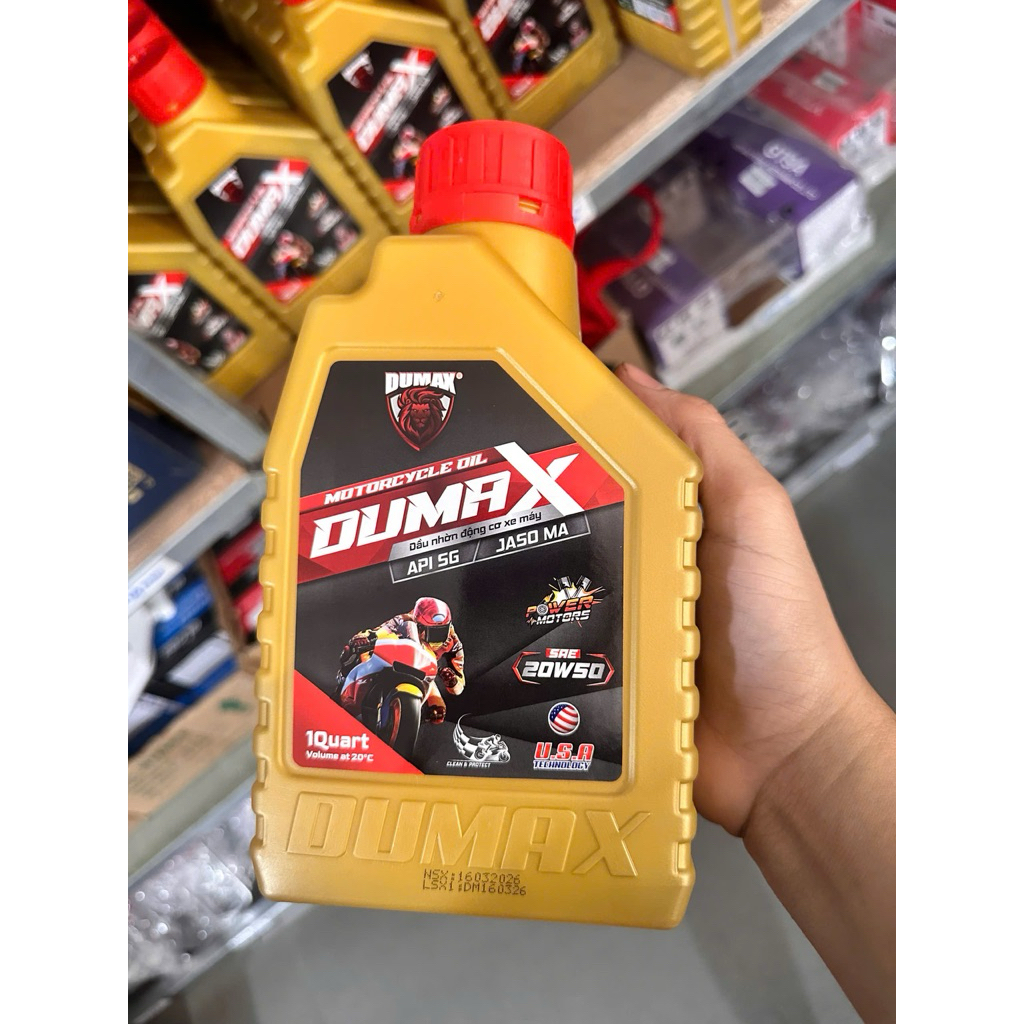 Dầu nhớt xe máy Dumax 20W50 API SG JASO MA 1 Quart
