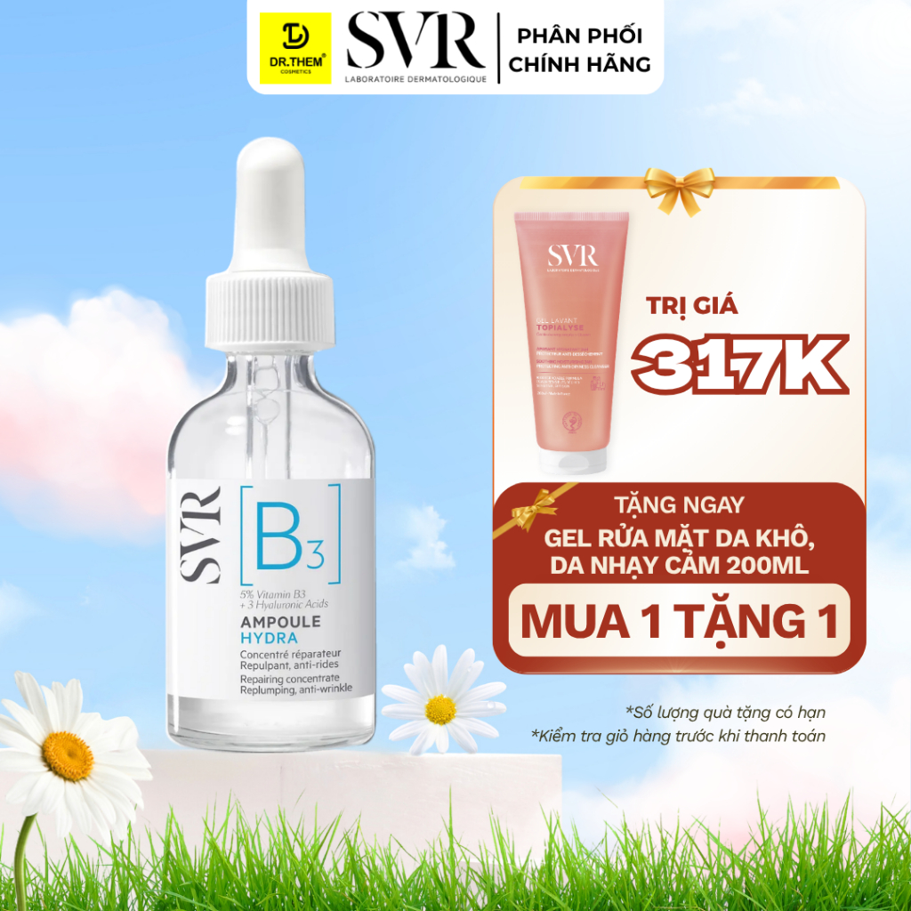 SVR Serum B3  Ampoule Hydra 30ml - Tinh Chất Dưỡng Ẩm, Chống Nhăn Cho Da Nhạy Cảm- Dr Thêm