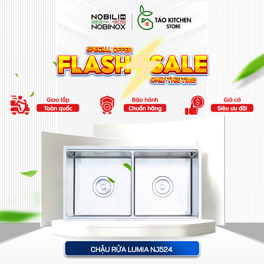 Chậu Rửa Bát NOBINOX LUMIA NJ524 2 Hố Inox 304 Cao Cấp Chính Hãng