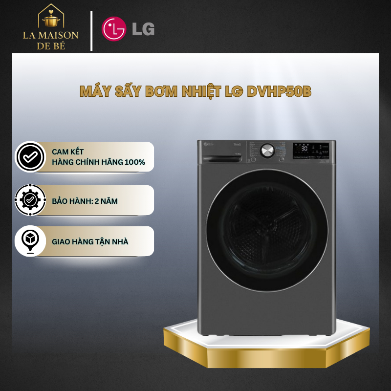 Máy Sấy Bơm Nhiệt 10.5Kg LG DVHP50W/DVHP50B - 15 Chương Trình Sấy Tiện Dụng – Tiết Kiệm Điện – LMS