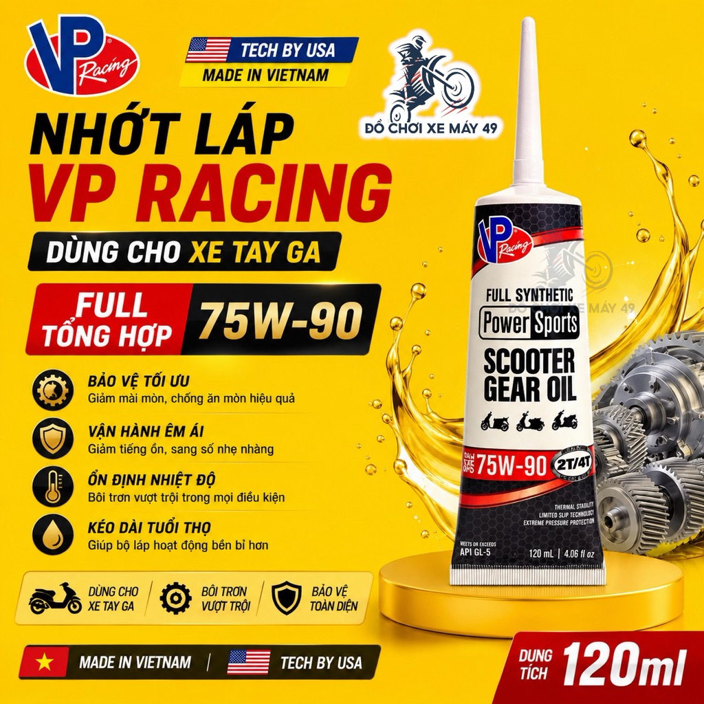 Nhớt Láp Xe Tay GA VP RACING 75W90  Powersports Scooter Gear Oil  120ml >>>>