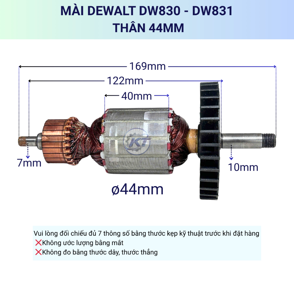 Rotor (ruột) mài DEWALT DW830 - DW831, thân 44mm