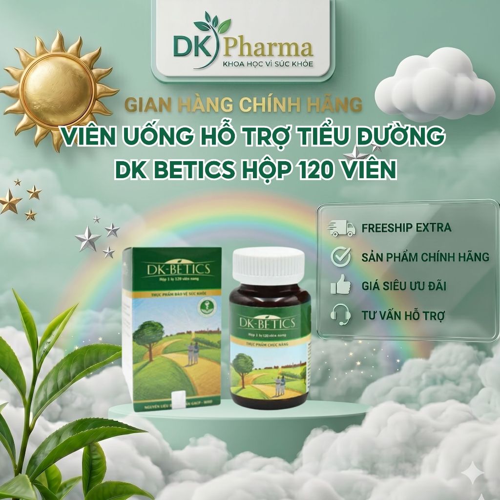 Viên Uống Hỗ Trợ Bệnh Tiểu Đường DK Betics Hộp 120 viên Giúp Ổn Định Đường Huyết-DK Pharma