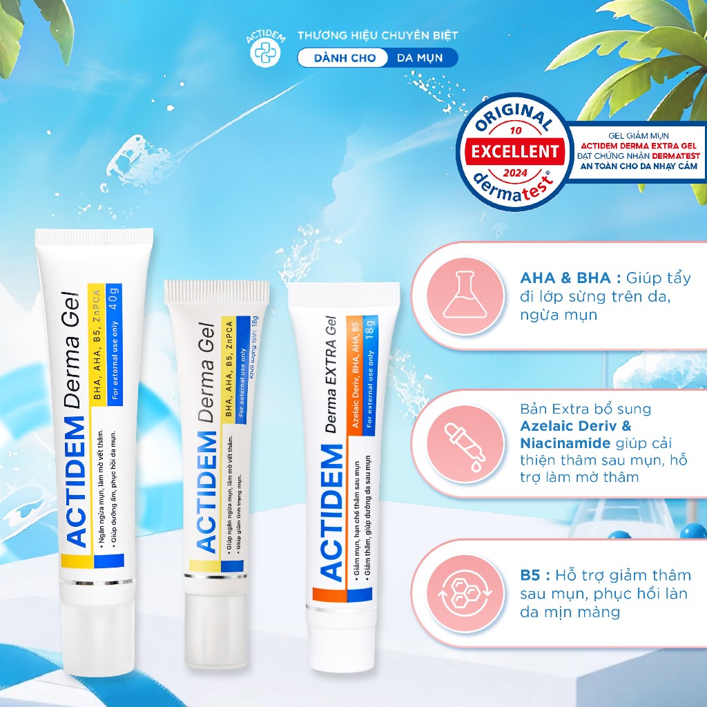 Gel giảm mụn Actidem Derma Gel 18/40gr