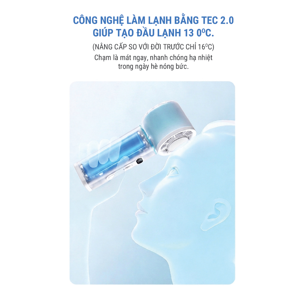 Quạt cầm tay sò lạnh miLife K75 xoay tự động, núm xoay cuốn chiếu, gió 8.1m/s | BigBuy360 - bigbuy360.vn