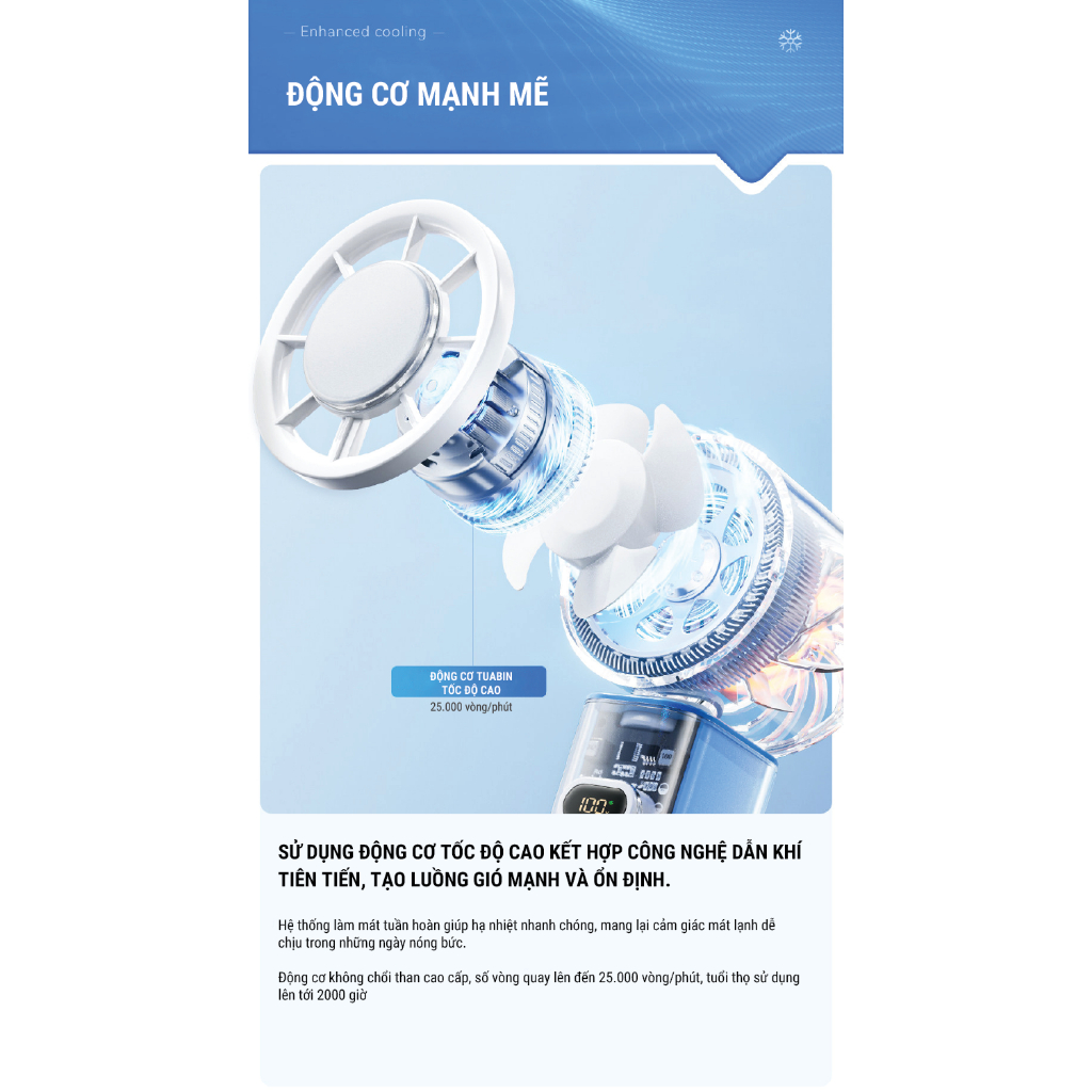 Quạt cầm tay sò lạnh miLife K75 xoay tự động, núm xoay cuốn chiếu, gió 8.1m/s | BigBuy360 - bigbuy360.vn