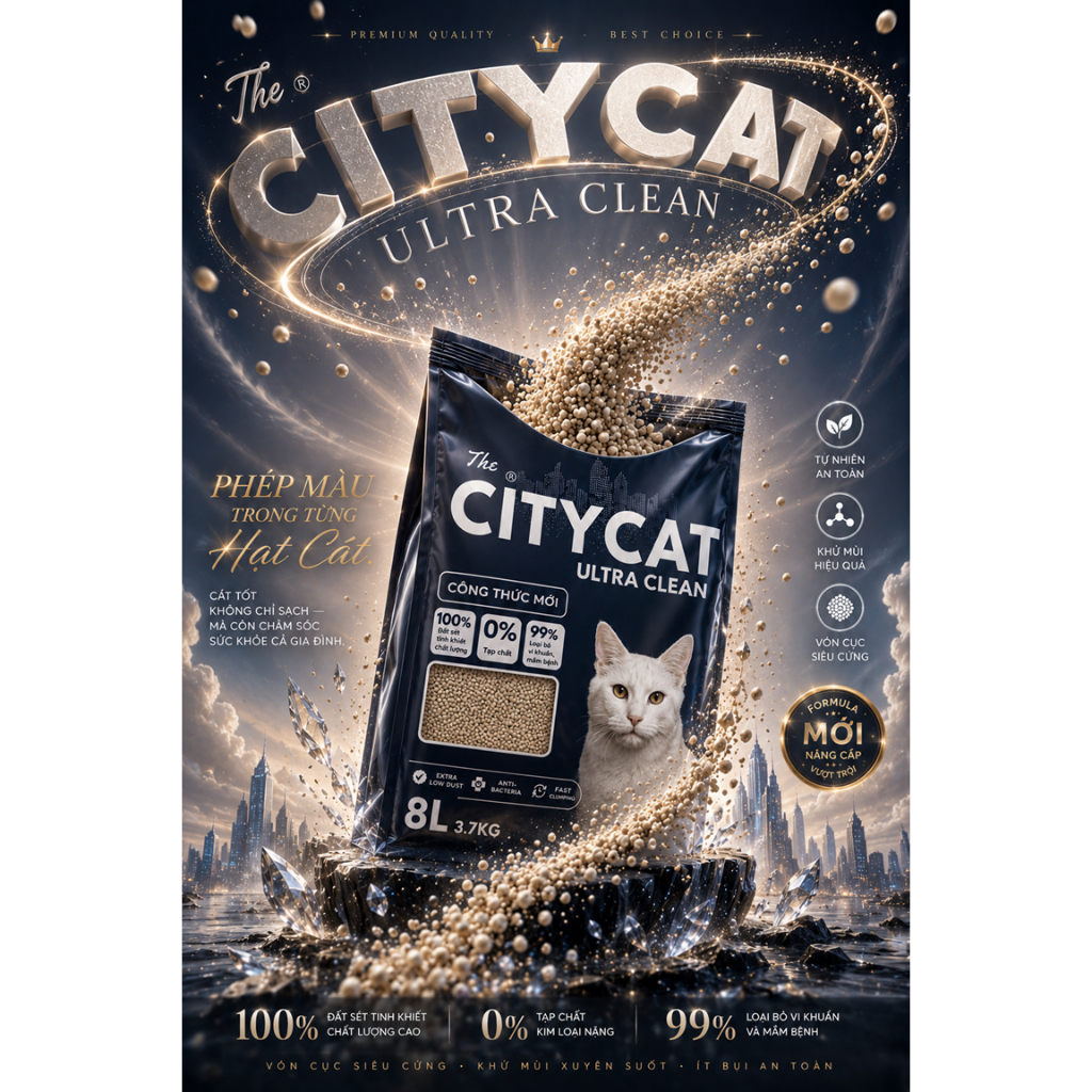 Cát mèo Citycat 8l - Ít bụi khử mùi