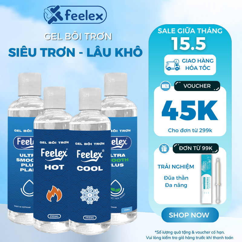 Gel bôi trơn Feelex Lubricant siêu trơn, an toàn lành tính 250ml