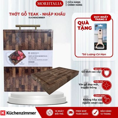 Thớt Gỗ Teak (Tếch) Cao Cấp Moriitalia – Gỗ Tếch Kháng Khuẩn, Dày Chắc,Có Tay Cầm – Nhiều Kích Thước