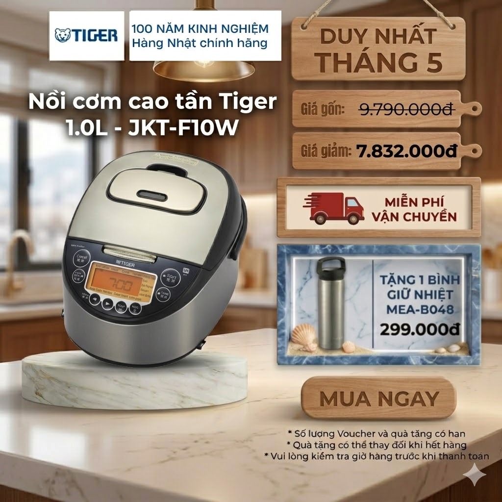 Nồi cơm điện từ cao tần Tiger 1.8 Lít - 13 chế độ nấu tự động hoá - JKT-F10/F18W - Hàng chính hãng