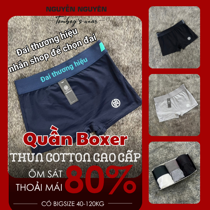Quần Lót Boxer Tomboy - Quần Sịp Đùi LGBT Transguy Thun Cotton Cao Cấp Mát Lạnh Đai Hiệu Nguyễn Nguy