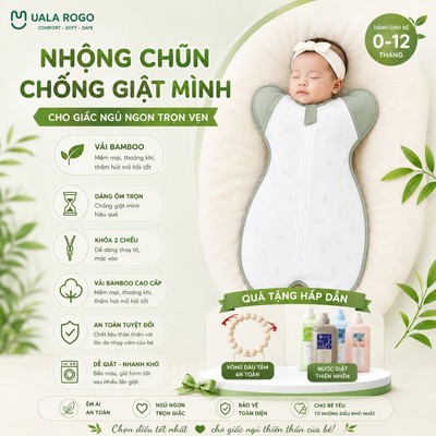 Nhộng chũn cho bé Ualarogo vải sợi tre khóa 2 chiều co giãn chống giật mình thoáng mát 900