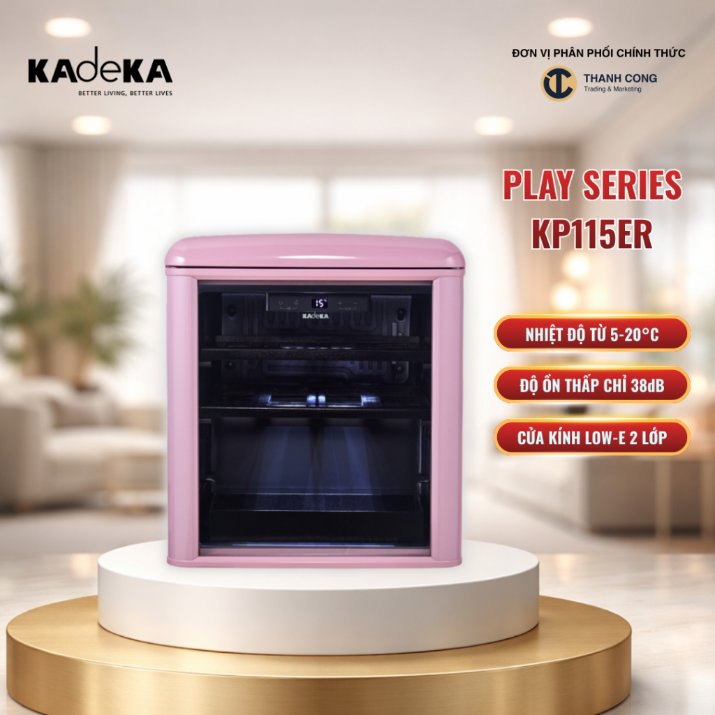 Tủ mát mini Play Series KP115ER 10-12 chai, đèn LED, 535 x 480 x 505mm