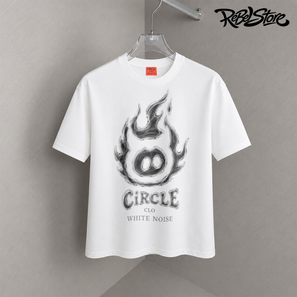 Áo Thun Devil Flame White Noise Form Rộng Unisex Cotton 280GSM – REBEL STORE