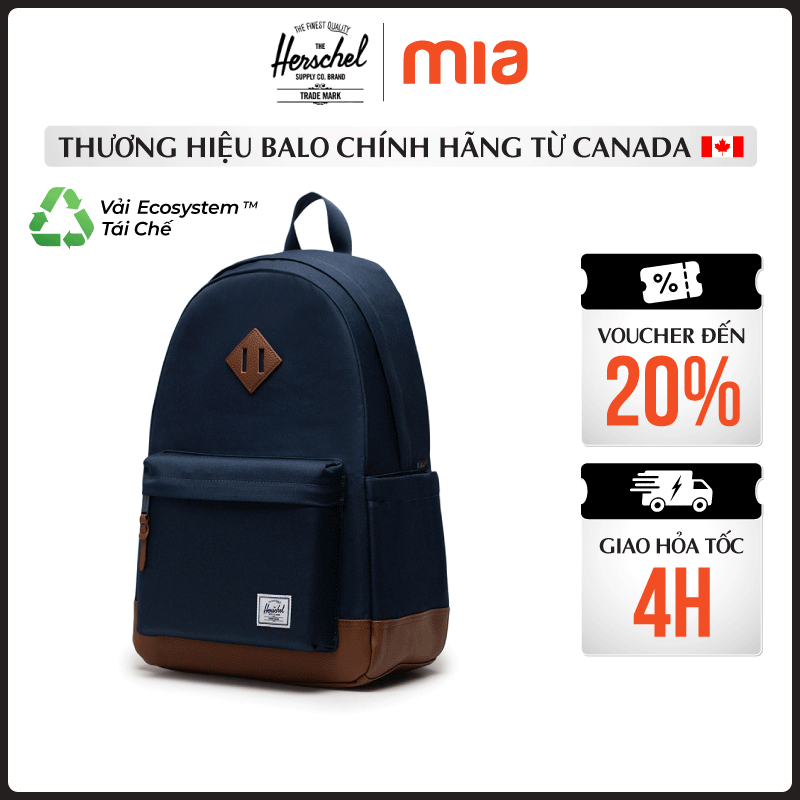 Balo Herschel Heritage TM Standard - Balo Nam Nữ Đựng Laptop 15-16 Inch , Vải EcoSystem Tái Chế Bền 