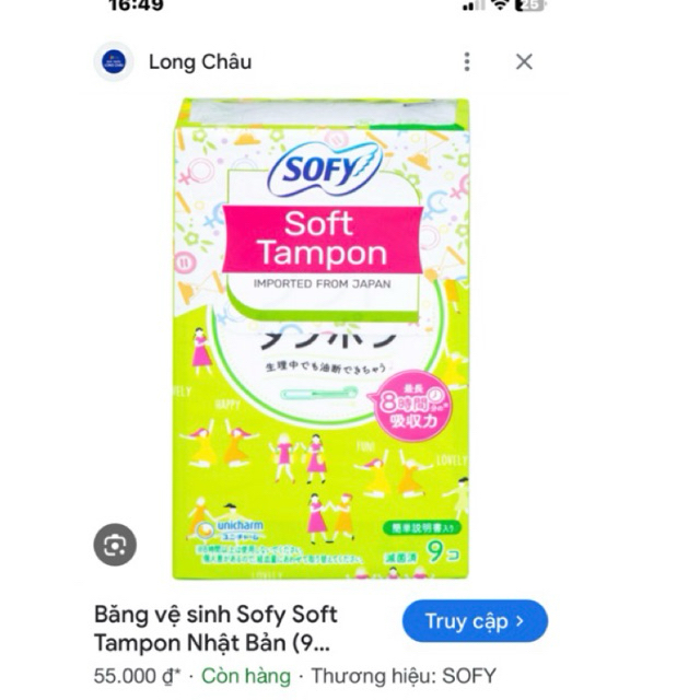 tách lẻ dùng thử 1 que tampon băng vệ sinh dạng ống