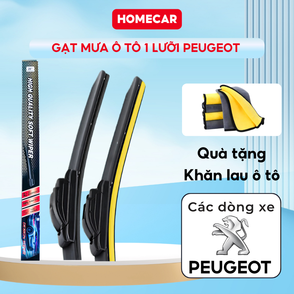 Cần Gạt Nước Ô Tô Peugeot 3008 5008 2008 Traveller 1 Lưỡi Silicon Gạt Êm Không Vệt Bền Đẹp Dễ Lắp