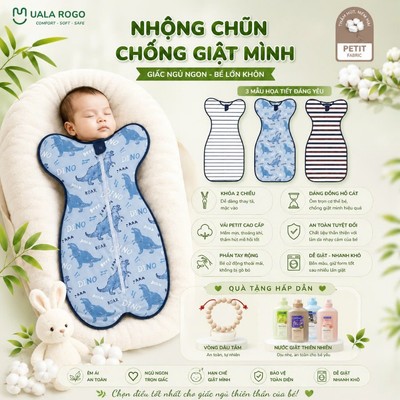 Nhộng chũn cho bé chống giật mình Ualarogo Easy 0-12 tháng khóa 2 chiều vải Petit mềm 4 chiều 2407