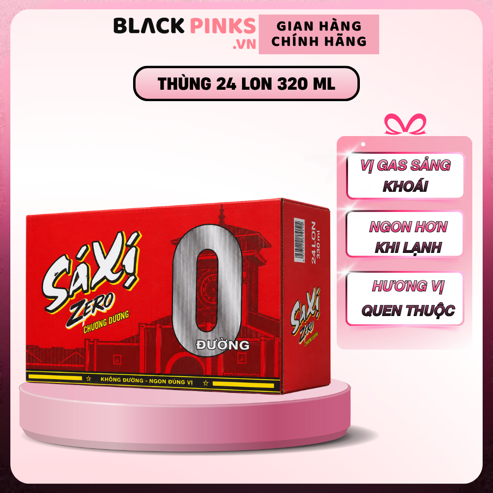 Thùng 24 lon nước ngọt xá xị Chương Dương Zero không đường 320ml