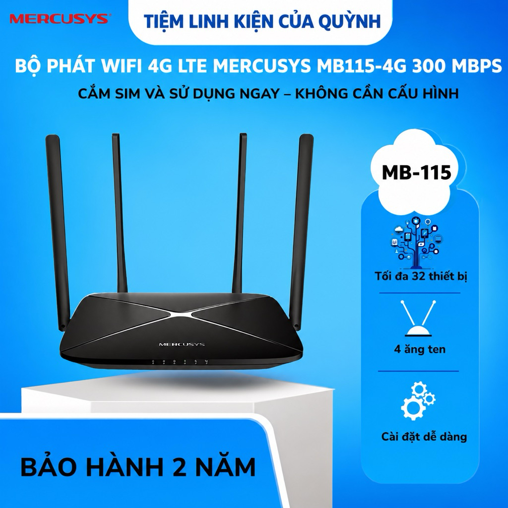 Bộ phát wifi 4G LTE MERCUSYS MB115-4G 300 MBPS