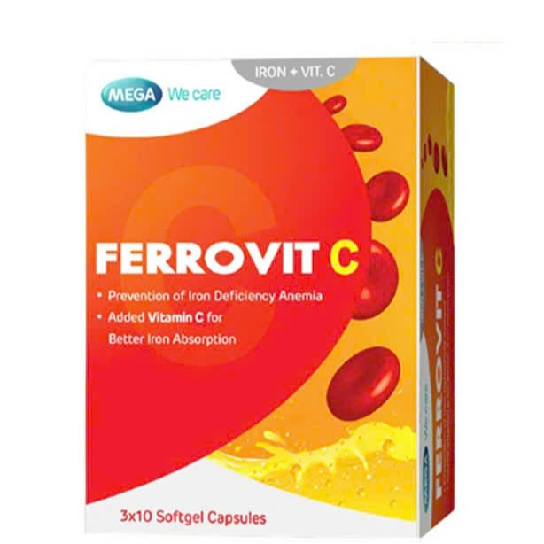 Ferrovit C viên uống hỗ trợ giảm nguy cơ các triệu chứng thiếu máu do thếu sắt ( hộp 30 viên)