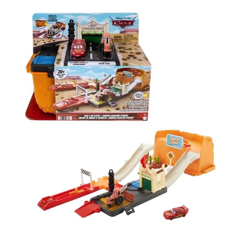 Bộ đồ chơi Disney Pixar Cars Race & Go Playset 2 Trong 1 hơn 20 Chi Tiết Chính Hãng Mattel