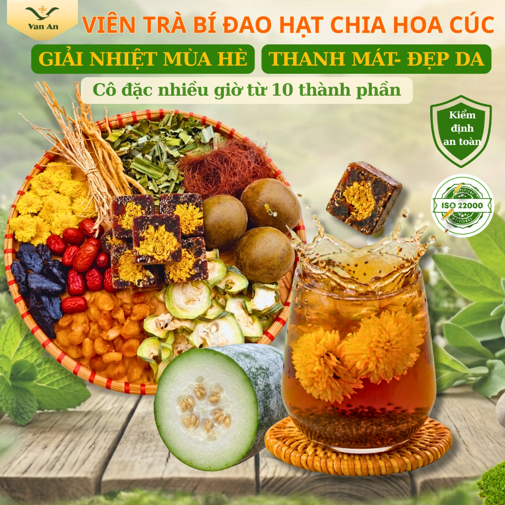 500G -1KG Viên Trà Sâm Bí Đao Hạt Chia Hoa Cúc Cô Đặc Vạn An Thanh Nhiệt Giải Nhiệt Mùa Hè Đẹp Da