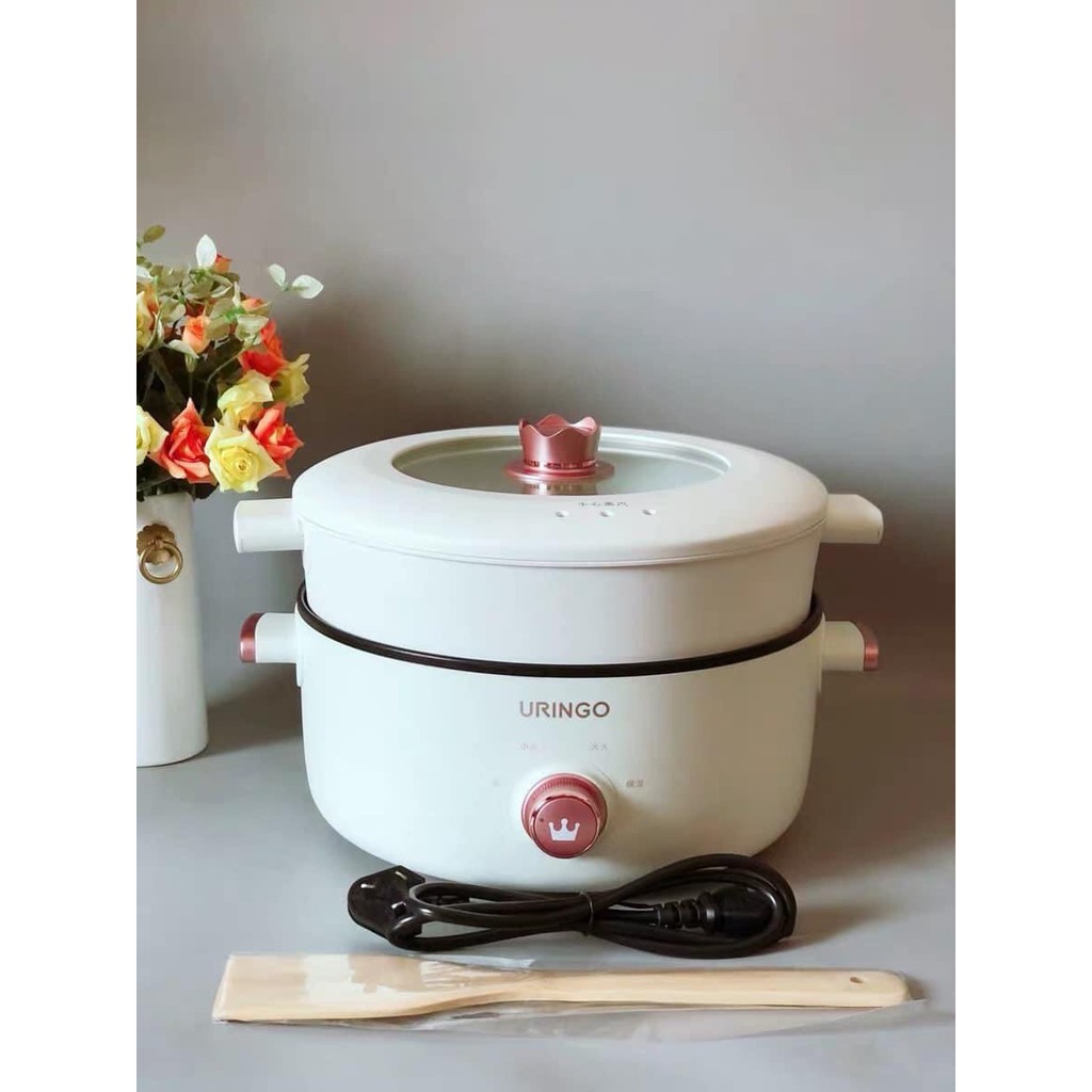NỒI LẨU ĐIỆN 3 LÍT KÈM HẤP - URINGO CHÍNH HÃNG