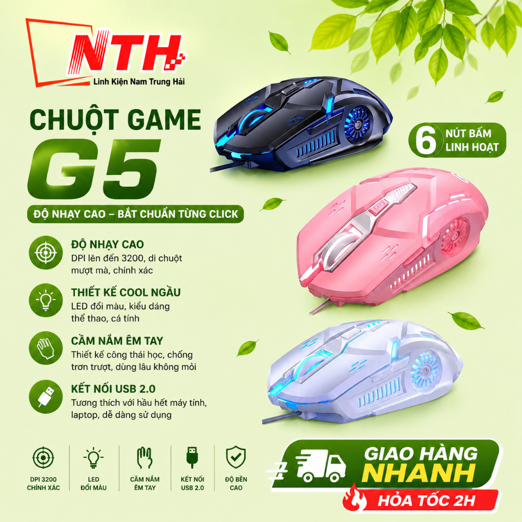Chuột Gaming Yindiao G5 / G702 6d 4 Tốc Độ Cho Pubg