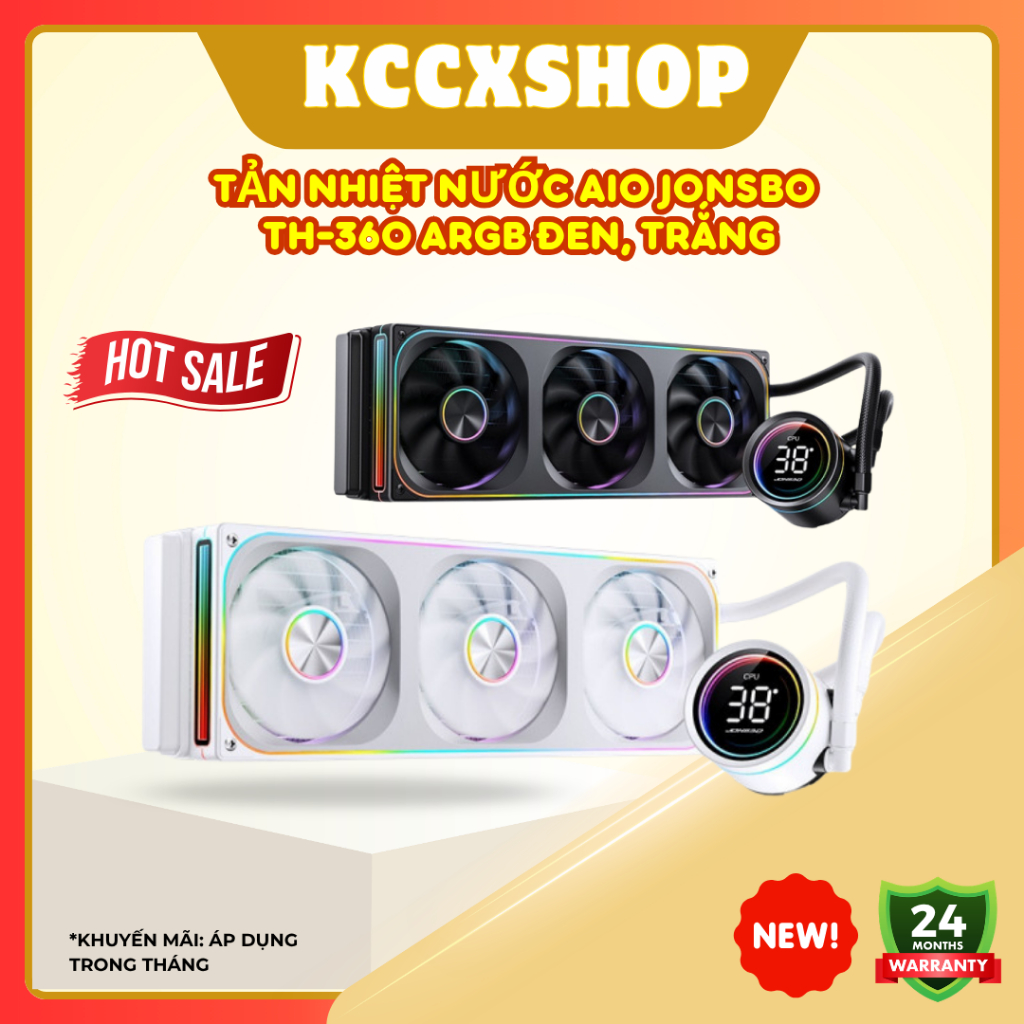 Tản nhiệt nước AIO Jonsbo TH-360 ARGB Blackl, White (LCD hiển thị nhiệt độ) - Bảo Hành 24 Tháng