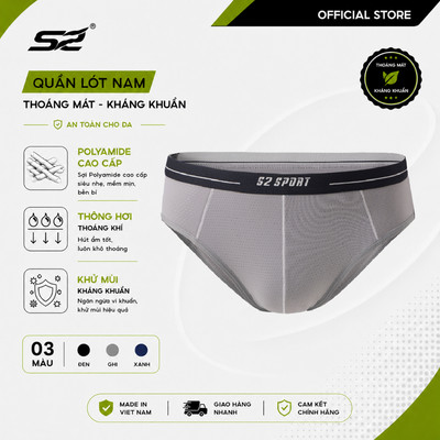Quần lót nam  S2 SPORT sịp tam giác polyamide cao cấp mềm mịn thoáng khí co giãn 4 chiều - SBF06