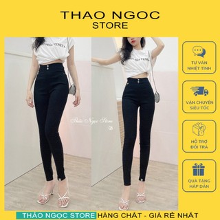 Quần legging lưng cao 2 nút túi thêu Iv! (có sẵn, hình thật) THẢO NGỌC STORE
